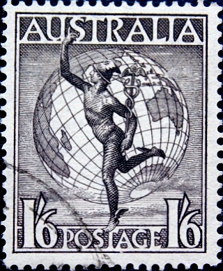 Австралия 1949 год . Авиа Почта . Гермес и Земной шар . Каталог 0,70 €. (3)   